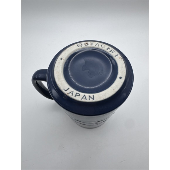 Vtg 70s Otagiri Coffee Mug Cup Blue Dolphins Riding Waves Coastal Nautical Large - Picture 7 of 8